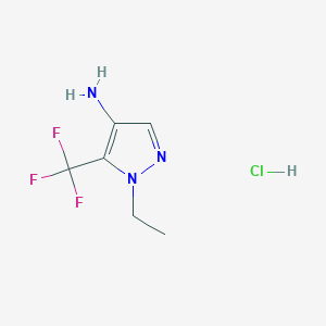 molecular formula C6H9ClF3N3 B1528342 1-ethyl-5-(trifluoromethyl)-1H-pyrazol-4-amine hydrochloride CAS No. 1443279-07-9