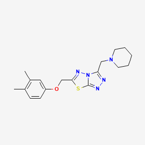 molecular formula C18H23N5OS B15283473 6-[(3,4-Dimethylphenoxy)methyl]-3-(piperidin-1-ylmethyl)[1,2,4]triazolo[3,4-b][1,3,4]thiadiazole 