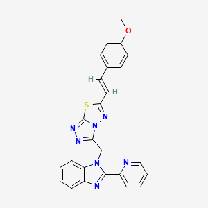 molecular formula C25H19N7OS B15283529 1-({6-[(E)-2-(4-methoxyphenyl)ethenyl][1,2,4]triazolo[3,4-b][1,3,4]thiadiazol-3-yl}methyl)-2-(pyridin-2-yl)-1H-benzimidazole 