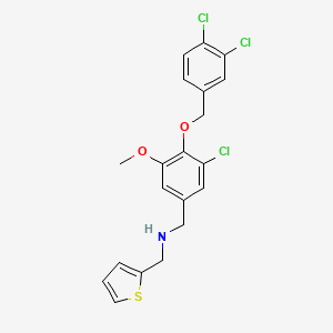 molecular formula C20H18Cl3NO2S B15283534 N-{3-chloro-4-[(3,4-dichlorobenzyl)oxy]-5-methoxybenzyl}(2-thienyl)methanamine 