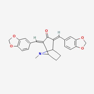 molecular formula C24H21NO5 B15283555 2,4-Bis(1,3-benzodioxol-5-ylmethylene)-8-methyl-8-azabicyclo[3.2.1]octan-3-one 