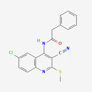 N-[6-chloro-3-cyano-2-(methylsulfanyl)-4-quinolinyl]-2-phenylacetamide