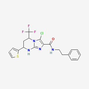 molecular formula C20H18ClF3N4OS B15283577 3-chloro-N-(2-phenylethyl)-7-thien-2-yl-5-(trifluoromethyl)-5,6,7,8-tetrahydroimidazo[1,2-a]pyrimidine-2-carboxamide 