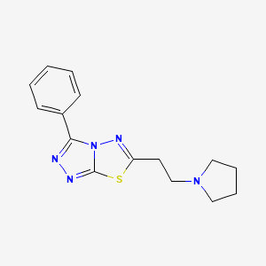 molecular formula C15H17N5S B15283600 3-Phenyl-6-[2-(1-pyrrolidinyl)ethyl][1,2,4]triazolo[3,4-b][1,3,4]thiadiazole 