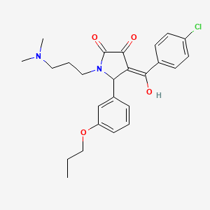 molecular formula C25H29ClN2O4 B15283629 4-(4-chlorobenzoyl)-1-[3-(dimethylamino)propyl]-3-hydroxy-5-(3-propoxyphenyl)-1,5-dihydro-2H-pyrrol-2-one 