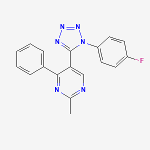 molecular formula C18H13FN6 B15283633 5-[1-(4-fluorophenyl)-1H-tetraazol-5-yl]-2-methyl-4-phenylpyrimidine 