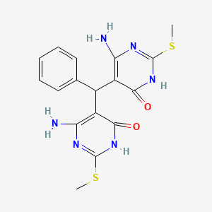 molecular formula C17H18N6O2S2 B15283789 6-amino-5-[[4-amino-2-(methylsulfanyl)-6-oxo-1,6-dihydro-5-pyrimidinyl](phenyl)methyl]-2-(methylsulfanyl)-4(3H)-pyrimidinone 