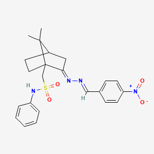 molecular formula C23H26N4O4S B15283861 [2-({4-nitrobenzylidene}hydrazono)-7,7-dimethylbicyclo[2.2.1]hept-1-yl]-N-phenylmethanesulfonamide 