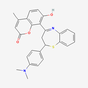 8-{2-[4-(dimethylamino)phenyl]-2,3-dihydro-1,5-benzothiazepin-4-yl}-7-hydroxy-4-methyl-2H-chromen-2-one