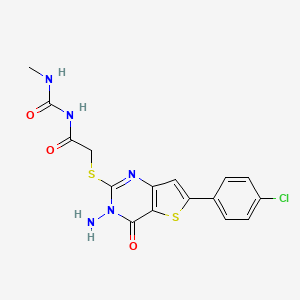 molecular formula C16H14ClN5O3S2 B15283878 N-({[3-amino-6-(4-chlorophenyl)-4-oxo-3,4-dihydrothieno[3,2-d]pyrimidin-2-yl]sulfanyl}acetyl)-N'-methylurea 