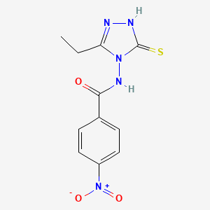 molecular formula C11H11N5O3S B15283961 N-(3-ethyl-5-thioxo-1,5-dihydro-4H-1,2,4-triazol-4-yl)-4-nitrobenzamide 