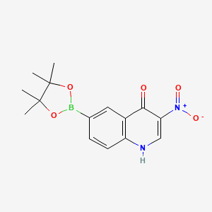 molecular formula C15H17BN2O5 B1528400 4-Hydroxy-3-nitroquinoline-6-boronic acid pinacol ester CAS No. 1201646-88-9