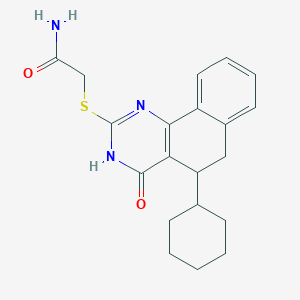 molecular formula C20H23N3O2S B15284001 2-[(5-Cyclohexyl-4-oxo-3,4,5,6-tetrahydrobenzo[h]quinazolin-2-yl)sulfanyl]acetamide 