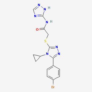 molecular formula C15H14BrN7OS B15284034 2-{[5-(4-bromophenyl)-4-cyclopropyl-4H-1,2,4-triazol-3-yl]sulfanyl}-N-(1H-1,2,4-triazol-3-yl)acetamide 