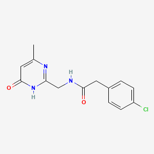 molecular formula C14H14ClN3O2 B15284035 2-(4-chlorophenyl)-N-[(4-methyl-6-oxo-1,6-dihydro-2-pyrimidinyl)methyl]acetamide 