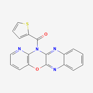 molecular formula C18H10N4O2S B15284059 9-oxa-2,4,11,18-tetrazatetracyclo[8.8.0.03,8.012,17]octadeca-1(18),3(8),4,6,10,12,14,16-octaen-2-yl(thiophen-2-yl)methanone 