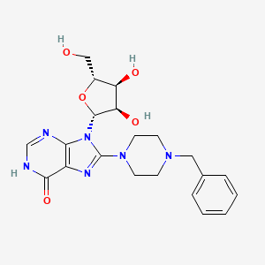 8-(4-benzyl-1-piperazinyl)-9-[3,4-dihydroxy-5-(hydroxymethyl)tetrahydro-2-furanyl]-1,9-dihydro-6H-purin-6-one