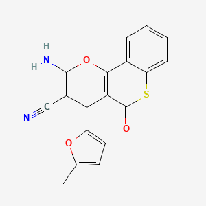 molecular formula C18H12N2O3S B15284108 2-amino-4-(5-methyl-2-furyl)-5-oxo-4H,5H-thiochromeno[4,3-b]pyran-3-carbonitrile 