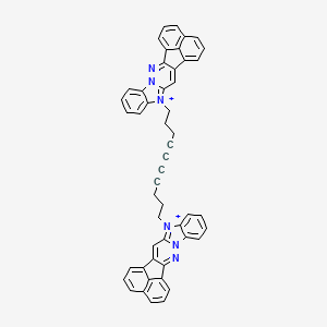 molecular formula C50H34N6+2 B15284144 11-[10-(3,4-diaza-11-azoniahexacyclo[13.7.1.02,14.04,12.05,10.019,23]tricosa-1(22),2,5,7,9,11,13,15,17,19(23),20-undecaen-11-yl)deca-4,6-diynyl]-3,4-diaza-11-azoniahexacyclo[13.7.1.02,14.04,12.05,10.019,23]tricosa-1(22),2,5,7,9,11,13,15,17,19(23),20-undecaene 