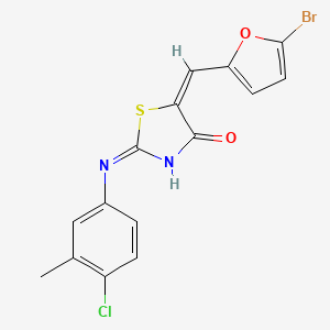 molecular formula C15H10BrClN2O2S B15284164 (5E)-5-[(5-bromofuran-2-yl)methylidene]-2-(4-chloro-3-methylanilino)-1,3-thiazol-4-one 