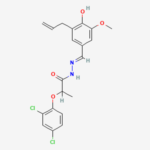 2-(2,4-dichlorophenoxy)-N'-[(E)-(3-methoxy-4-oxo-5-prop-2-enylcyclohexa-2,5-dien-1-ylidene)methyl]propanehydrazide