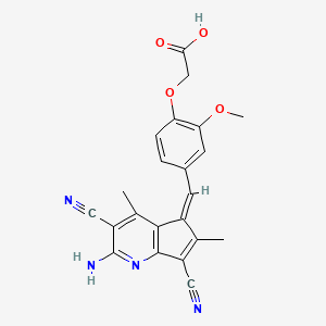 {4-[(2-amino-3,7-dicyano-4,6-dimethyl-5H-cyclopenta[b]pyridin-5-ylidene)methyl]-2-methoxyphenoxy}acetic acid