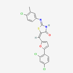 (5E)-2-(4-chloro-3-methylanilino)-5-[[5-(2,4-dichlorophenyl)furan-2-yl]methylidene]-1,3-thiazol-4-one