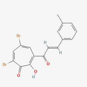 molecular formula C17H12Br2O3 B15284243 5,7-Dibromo-2-hydroxy-3-[3-(3-methylphenyl)acryloyl]-2,4,6-cycloheptatrien-1-one 