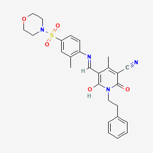 4-Methyl-5-{[2-methyl-4-(4-morpholinylsulfonyl)anilino]methylene}-2,6-dioxo-1-(2-phenylethyl)-1,2,5,6-tetrahydro-3-pyridinecarbonitrile