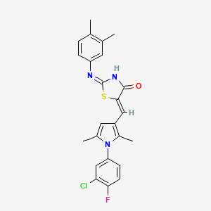 molecular formula C24H21ClFN3OS B15284265 (5Z)-5-[[1-(3-chloro-4-fluorophenyl)-2,5-dimethylpyrrol-3-yl]methylidene]-2-(3,4-dimethylanilino)-1,3-thiazol-4-one 