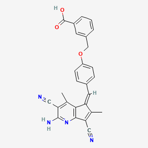 3-({4-[(2-amino-3,7-dicyano-4,6-dimethyl-5H-cyclopenta[b]pyridin-5-ylidene)methyl]phenoxy}methyl)benzoic acid