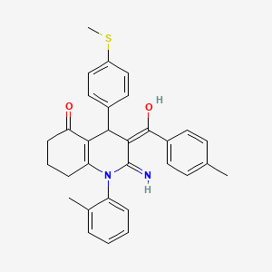 2-Amino-3-(4-methylbenzoyl)-1-(2-methylphenyl)-4-(4-methylsulfanylphenyl)-4,6,7,8-tetrahydroquinolin-5-one