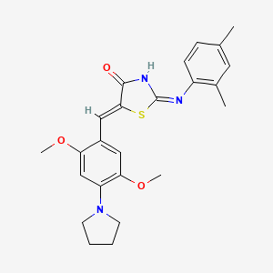 molecular formula C24H27N3O3S B15284350 (5Z)-5-[(2,5-dimethoxy-4-pyrrolidin-1-ylphenyl)methylidene]-2-(2,4-dimethylanilino)-1,3-thiazol-4-one 