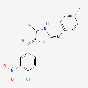 molecular formula C16H9ClFN3O3S B15284369 (5Z)-5-[(4-chloro-3-nitrophenyl)methylidene]-2-(4-fluoroanilino)-1,3-thiazol-4-one 