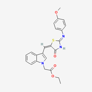 molecular formula C23H21N3O4S B15284373 ethyl 2-[3-[(E)-[2-(4-methoxyanilino)-4-oxo-1,3-thiazol-5-ylidene]methyl]indol-1-yl]acetate 