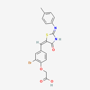 2-[2-bromo-4-[(E)-[2-(4-methylanilino)-4-oxo-1,3-thiazol-5-ylidene]methyl]phenoxy]acetic acid