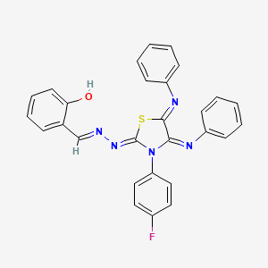 molecular formula C28H20FN5OS B15284405 2-Hydroxybenzaldehyde [3-(4-fluorophenyl)-4,5-bis(phenylimino)-1,3-thiazolidin-2-ylidene]hydrazone 