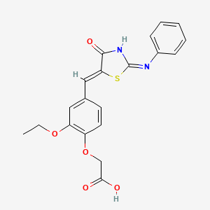 2-[4-[(Z)-(2-anilino-4-oxo-1,3-thiazol-5-ylidene)methyl]-2-ethoxyphenoxy]acetic acid