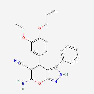 6-Amino-4-(3-ethoxy-4-propoxyphenyl)-3-phenyl-2,4-dihydropyrano[2,3-c]pyrazole-5-carbonitrile