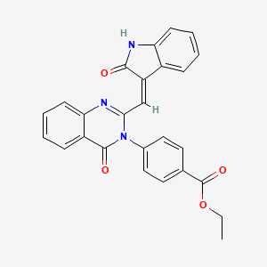 ethyl 4-(4-oxo-2-[(2-oxo-1,2-dihydro-3H-indol-3-ylidene)methyl]-3(4H)-quinazolinyl)benzoate