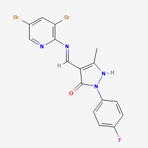 (4Z)-4-[[(3,5-dibromopyridin-2-yl)amino]methylidene]-2-(4-fluorophenyl)-5-methylpyrazol-3-one