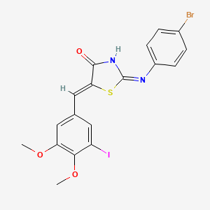 (5Z)-2-(4-bromoanilino)-5-[(3-iodo-4,5-dimethoxyphenyl)methylidene]-1,3-thiazol-4-one