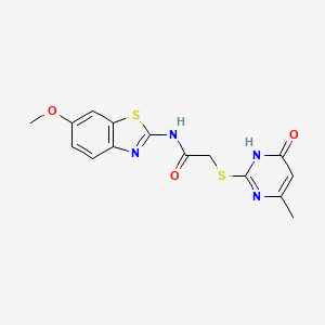 molecular formula C15H14N4O3S2 B15284489 N-(6-methoxy-1,3-benzothiazol-2-yl)-2-[(6-methyl-4-oxo-1H-pyrimidin-2-yl)sulfanyl]acetamide 