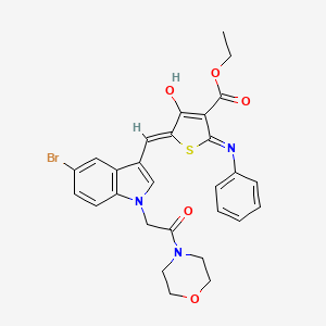 molecular formula C28H26BrN3O5S B15284503 ethyl 2-anilino-5-({5-bromo-1-[2-(4-morpholinyl)-2-oxoethyl]-1H-indol-3-yl}methylene)-4-oxo-4,5-dihydro-3-thiophenecarboxylate 