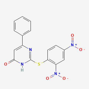 molecular formula C16H10N4O5S B15284510 2-(2,4-dinitrophenyl)sulfanyl-6-phenyl-1H-pyrimidin-4-one 