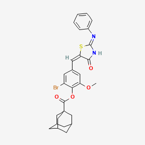 2-Bromo-6-methoxy-4-{[4-oxo-2-(phenylimino)-1,3-thiazolidin-5-ylidene]methyl}phenyl 1-adamantanecarboxylate