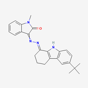 molecular formula C25H26N4O B15284535 1-methyl-1H-indole-2,3-dione 3-[(6-tert-butyl-2,3,4,9-tetrahydro-1H-carbazol-1-ylidene)hydrazone] 