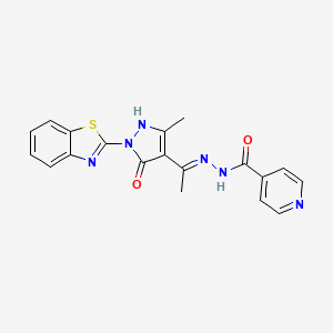 N'-{1-[1-(1,3-benzothiazol-2-yl)-3-methyl-5-oxo-1,5-dihydro-4H-pyrazol-4-ylidene]ethyl}isonicotinohydrazide