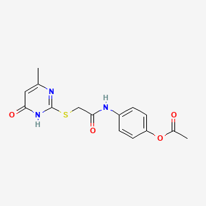 molecular formula C15H15N3O4S B15284575 4-({2-[(4-Methyl-6-oxo-1,6-dihydro-2-pyrimidinyl)sulfanyl]acetyl}amino)phenyl acetate 