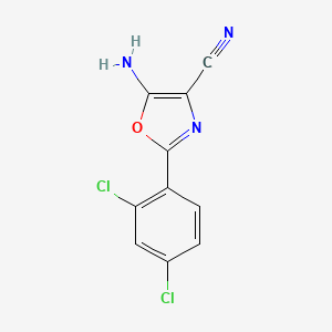 molecular formula C10H5Cl2N3O B1528459 5-Amino-2-(2,4-dichlorophenyl)-1,3-oxazole-4-carbonitrile CAS No. 1464132-81-7